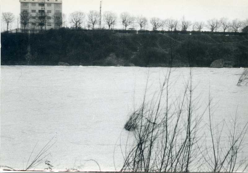 Fiume Isonzo in piena, Gorizia. Tratto d'argine